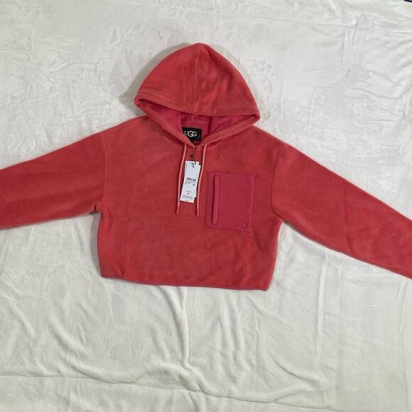 UGG Myley Sherpa Hoodie Sweater Rypk salmon/pink NWT Women size Small - Picture 1 of 9